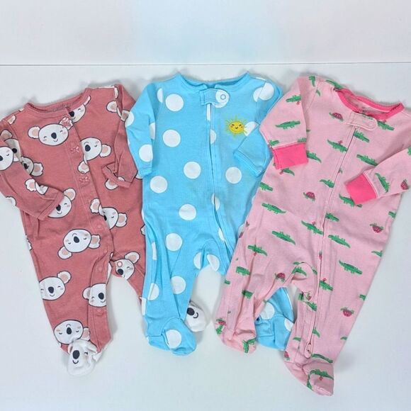 Carter's Footed Zip Up Pajamas Lot of 3 3 Months - Picture 1 of 9